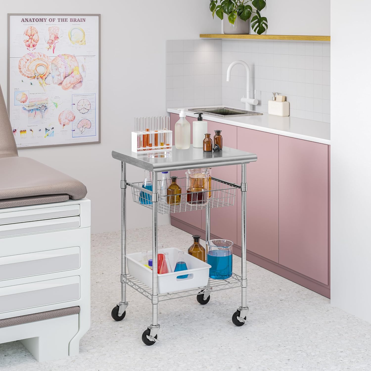 Carrito de preparación comerci - Kitchen Baking Island reseña y precio