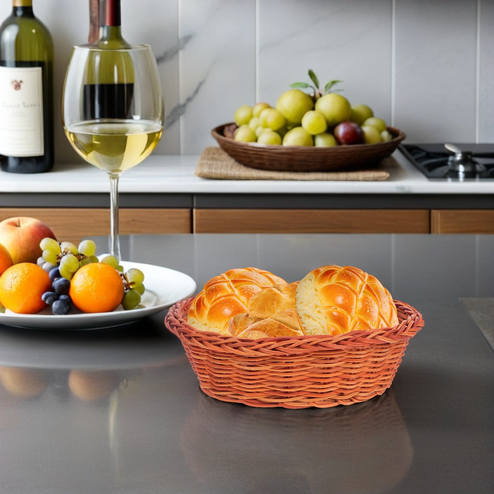 10 Cestas de Ratán para Pan, p - Kitchen Baking Counter reseña y precio